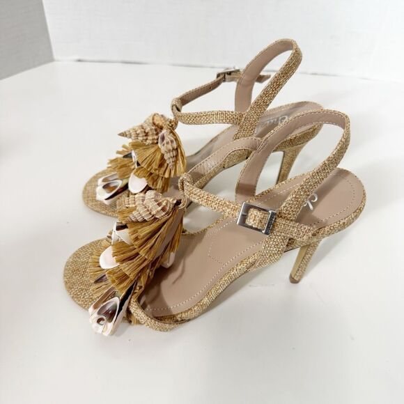Charles David Radical Black High Heel Open Toe Shoes Fringe  Charles by Charles David Radical Raffia Resort Wear Dress Sandal Size 7.5